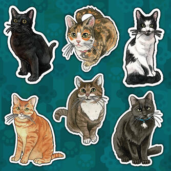 3" Cat Stickers by Paige Critchlow